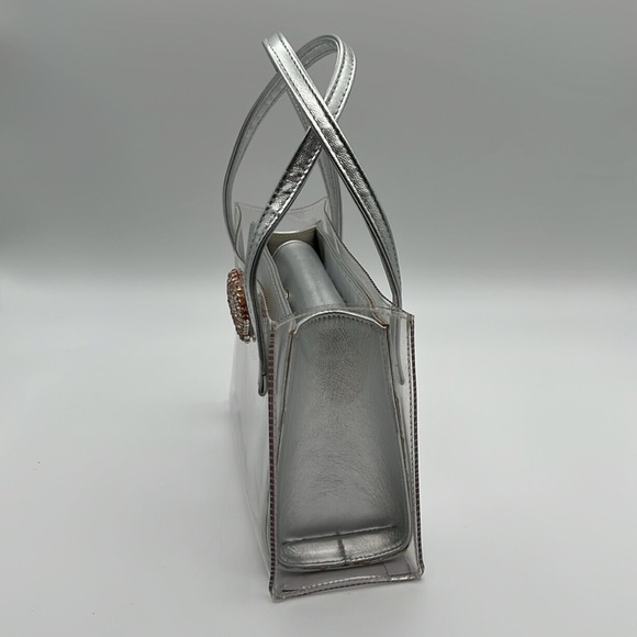 Silver and Gold Metallic Stuart Weitzman PVC top handle bag - Picture 8 of 11